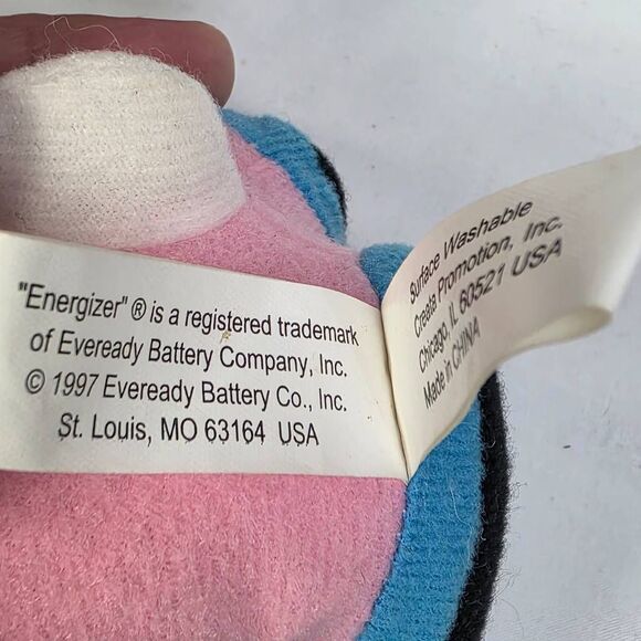 Energizer Bunny Plush 10" Drum Mascot Pink Blue 1997 Promo - Picture 5 of 5